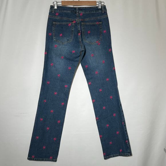 SOLD Vintage Embroidered Palm Tree Straight Leg Jean Blue Womens Size 4 - Picture 3 of 9